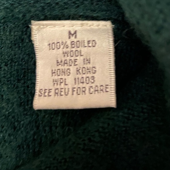 Vintage Womens M 100% Wool Sweater Cardigan Evergreen Button Up With Pockets - Picture 11 of 12